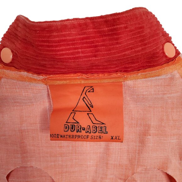 Dur-Abel Size XXL Jacket Waterproof Snap Front Orange Safety Corduroy Collar - Picture 7 of 14